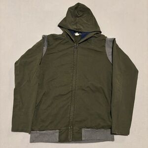 Diesel Industry Full Zip Up Hoodie Large Olive Faded Grunge Y2K Outdoor